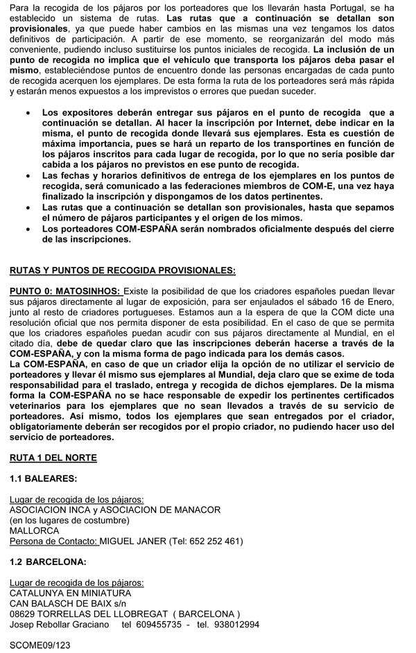 Información de COM-E para el Mundial 2009 en Portugal
