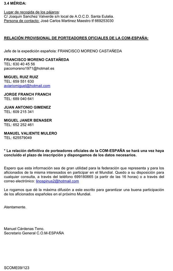 Información de COM-E para el Mundial 2009 en Portugal