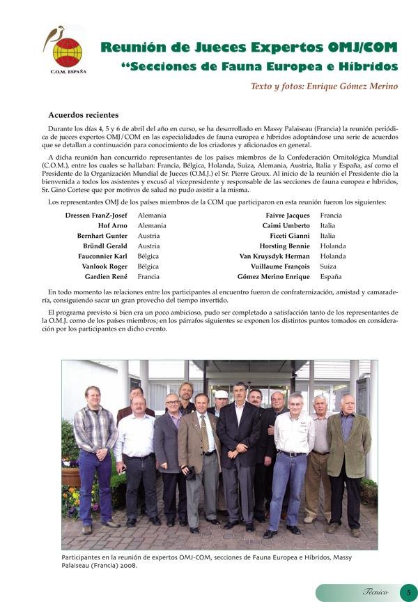 Reunión de jueces expertos OMJ/COM sobre Híbridos y Fauna Europea